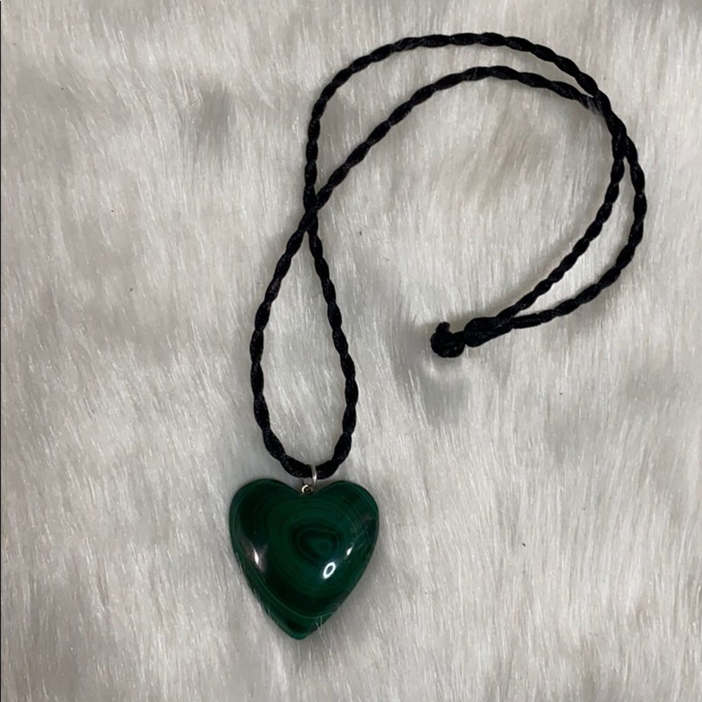 Spectacular Authentic Malachite Heart Necklace